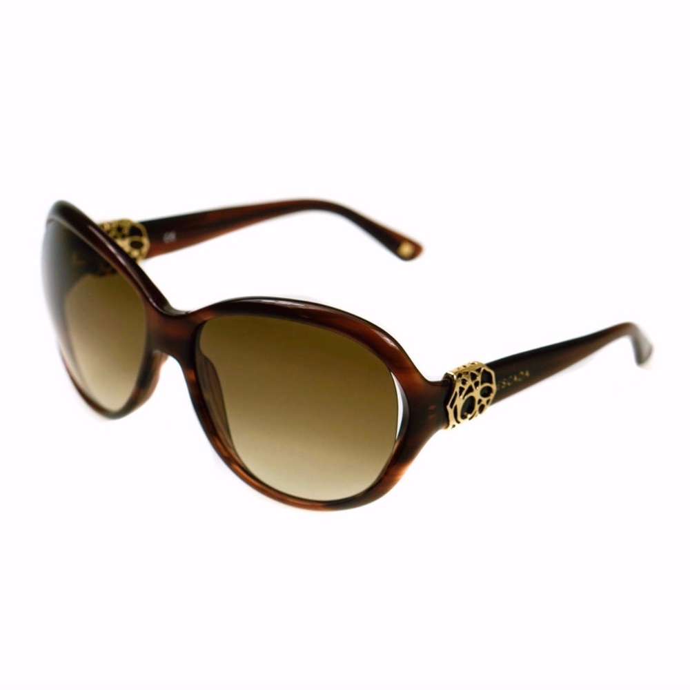 Escada Brown Gradient Gold Crest Havana Sunglasses